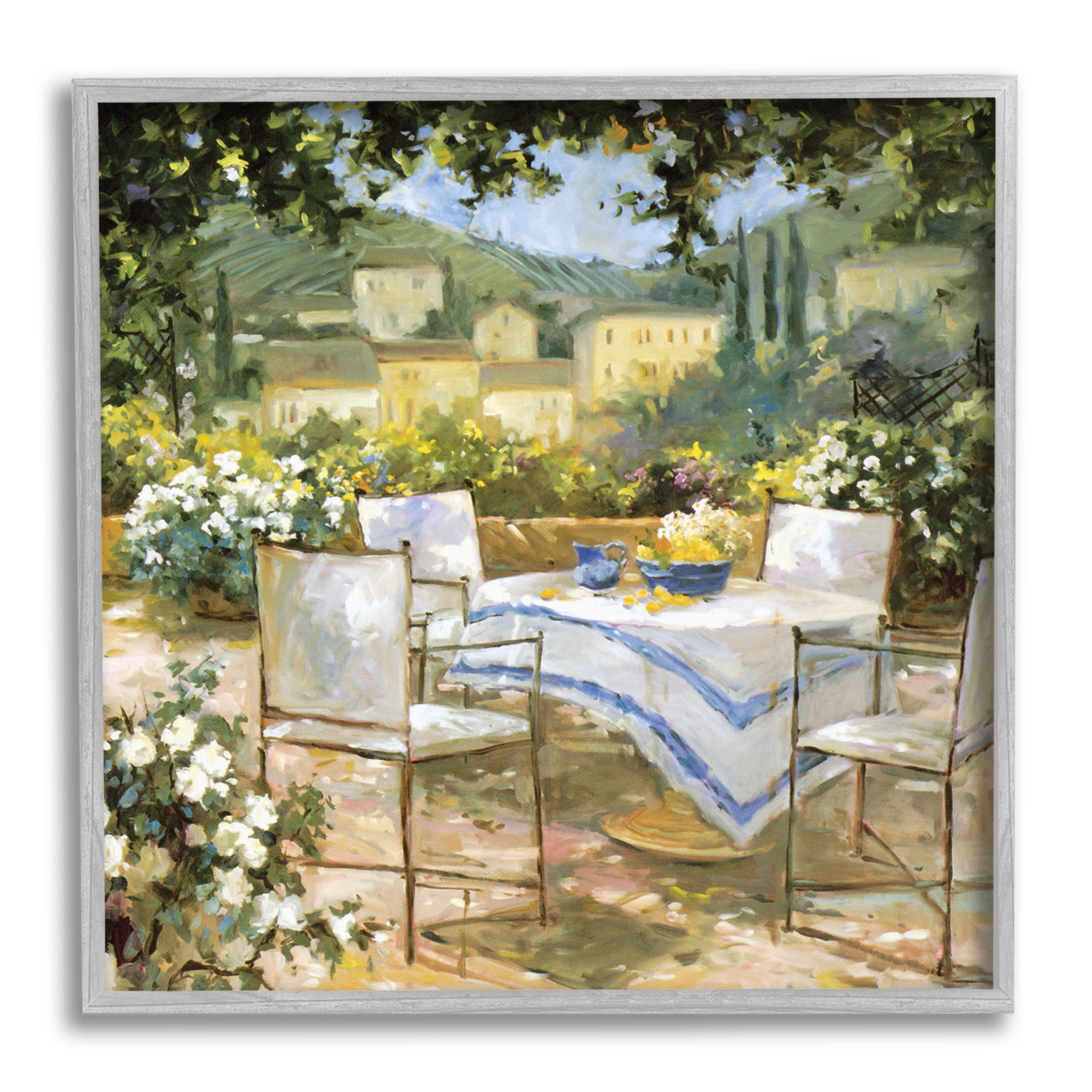 Stupell Industries Tuscan Terrace Vineyard French Picnic Courtyard Villa Scenery,24 x 24, Design by JG Studios
