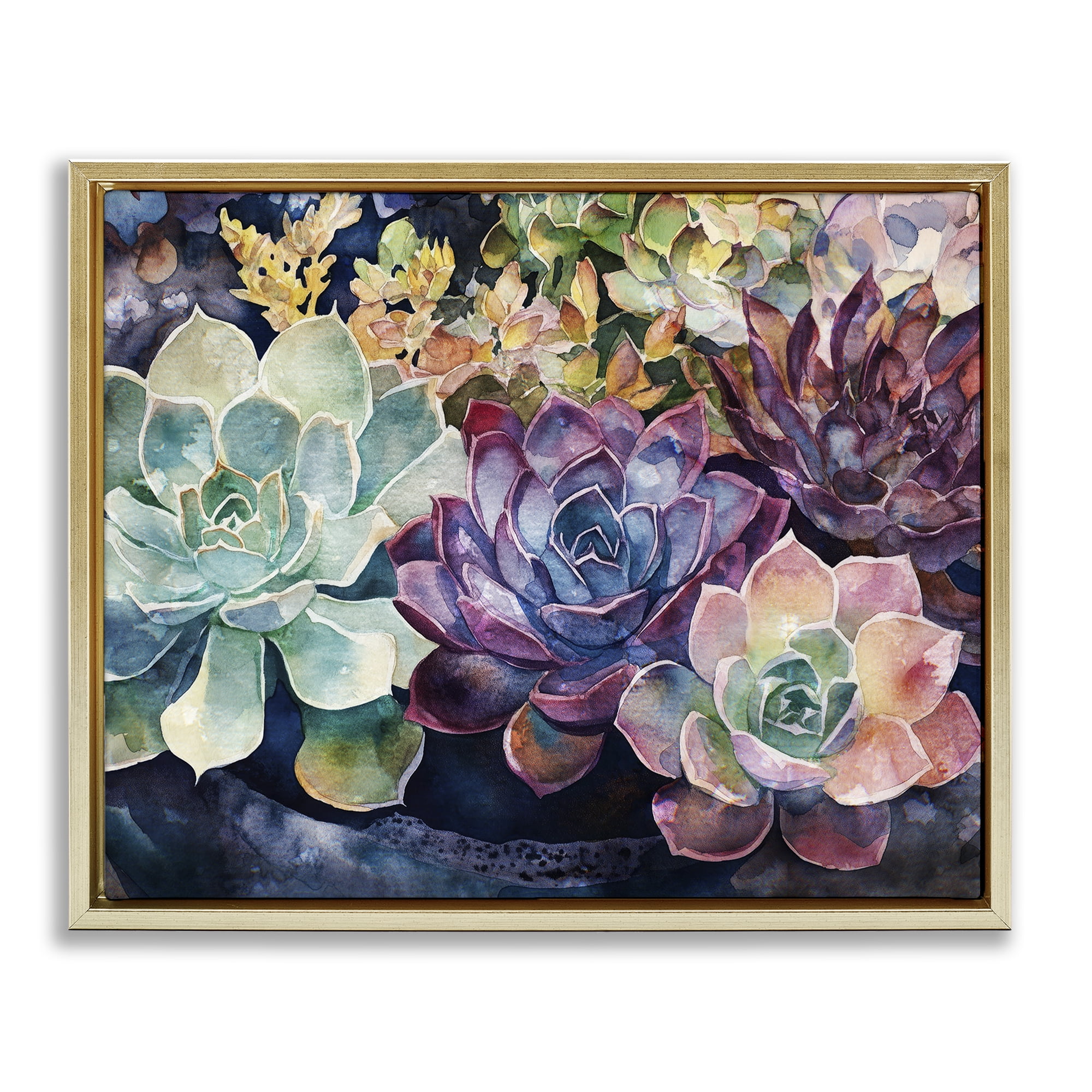 Stupell Industries Tutti Succulents Collection Gold Framed Floater Canvas Wall Art, design by Svetlana Aleynikova