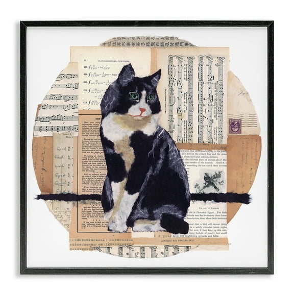 Stupell Industries Tuxedo Cat Collage Animals & Insects Painting Black Framed Art Print Wall Art, 12 x 12
