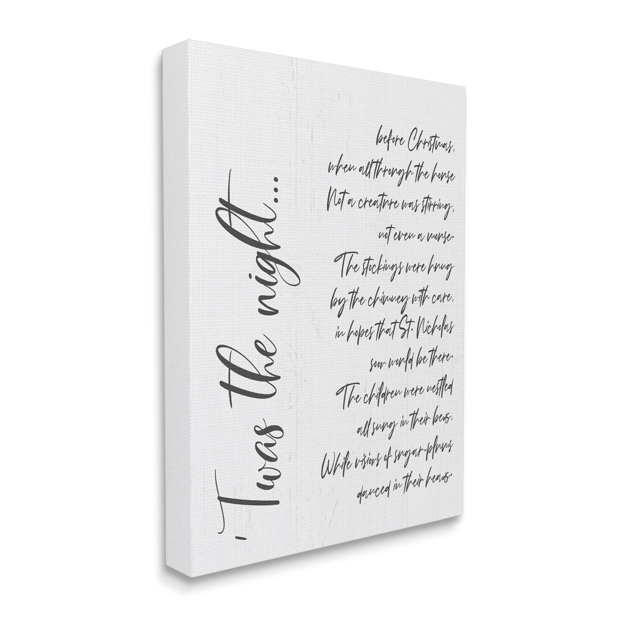 Stupell Industries Twas the Night Quote Minimal Whimsical Christmas Holiday Painting Gallery Wrapped Canvas Art Print Wall Art, 24 x 30