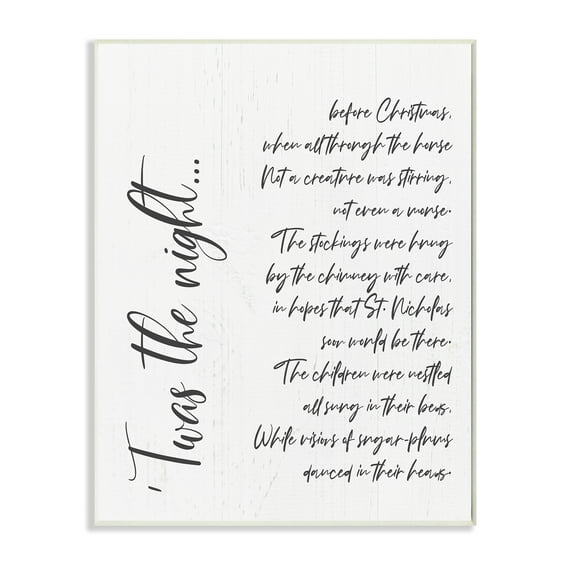 Stupell Industries Twas the Night Quote Minimal Whimsical Christmas Holiday Painting Wall Plaque Art Print Wall Art, 13 x 19