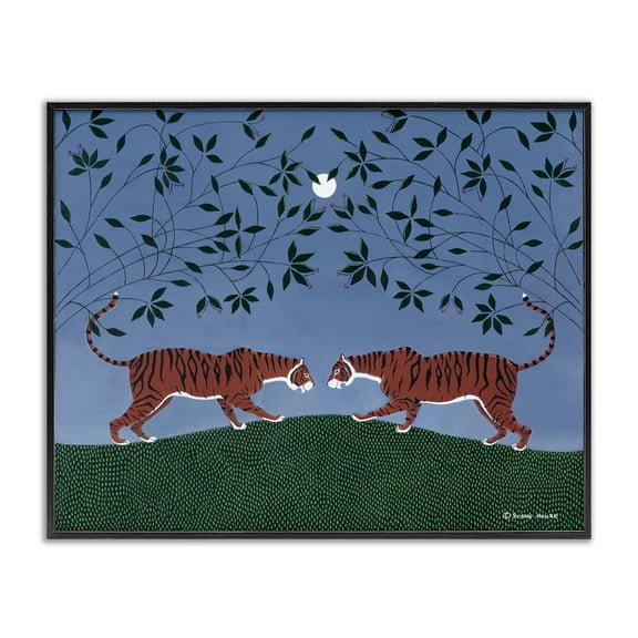 Stupell Industries Twilight Tigers Symmetry Black Framed Giclee Art design by Susan Henke, 16 x 20