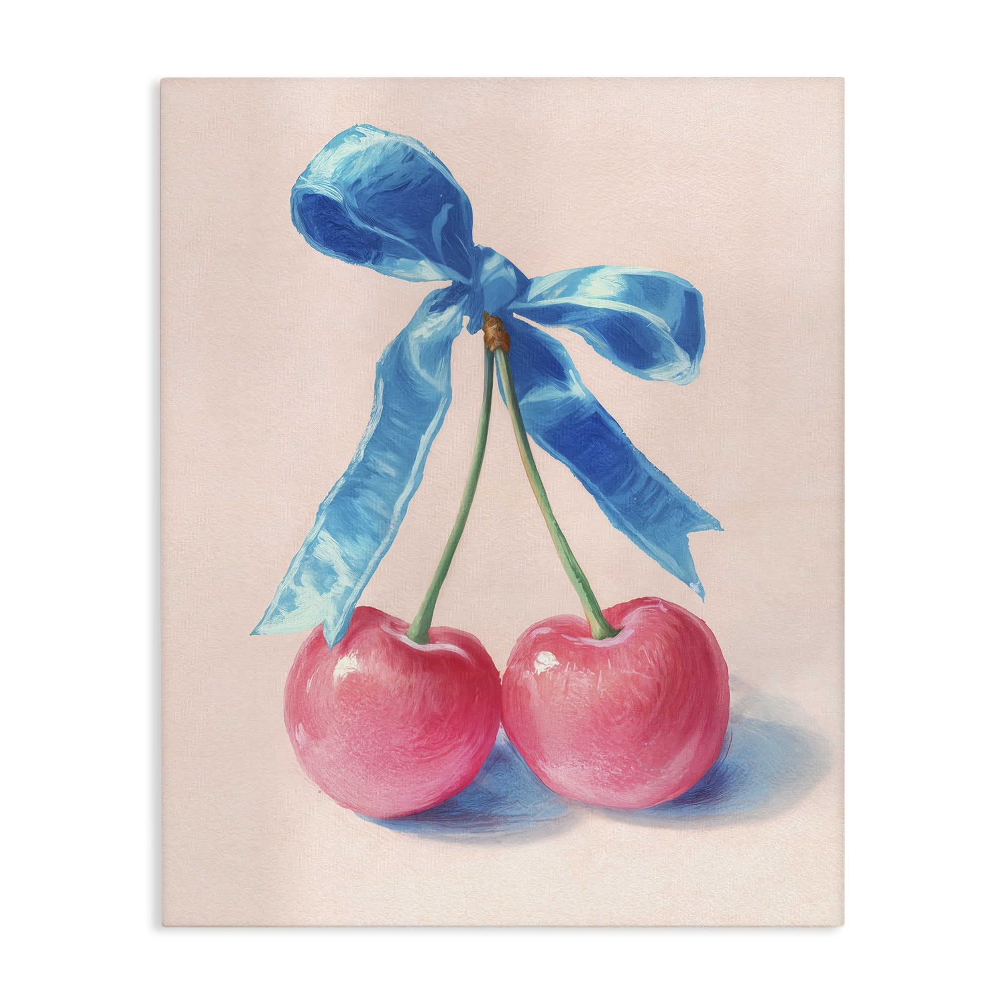 Stupell Industries Twin Cherries with Blue Ribbon Canvas Wall Art, design by Imagine It Images