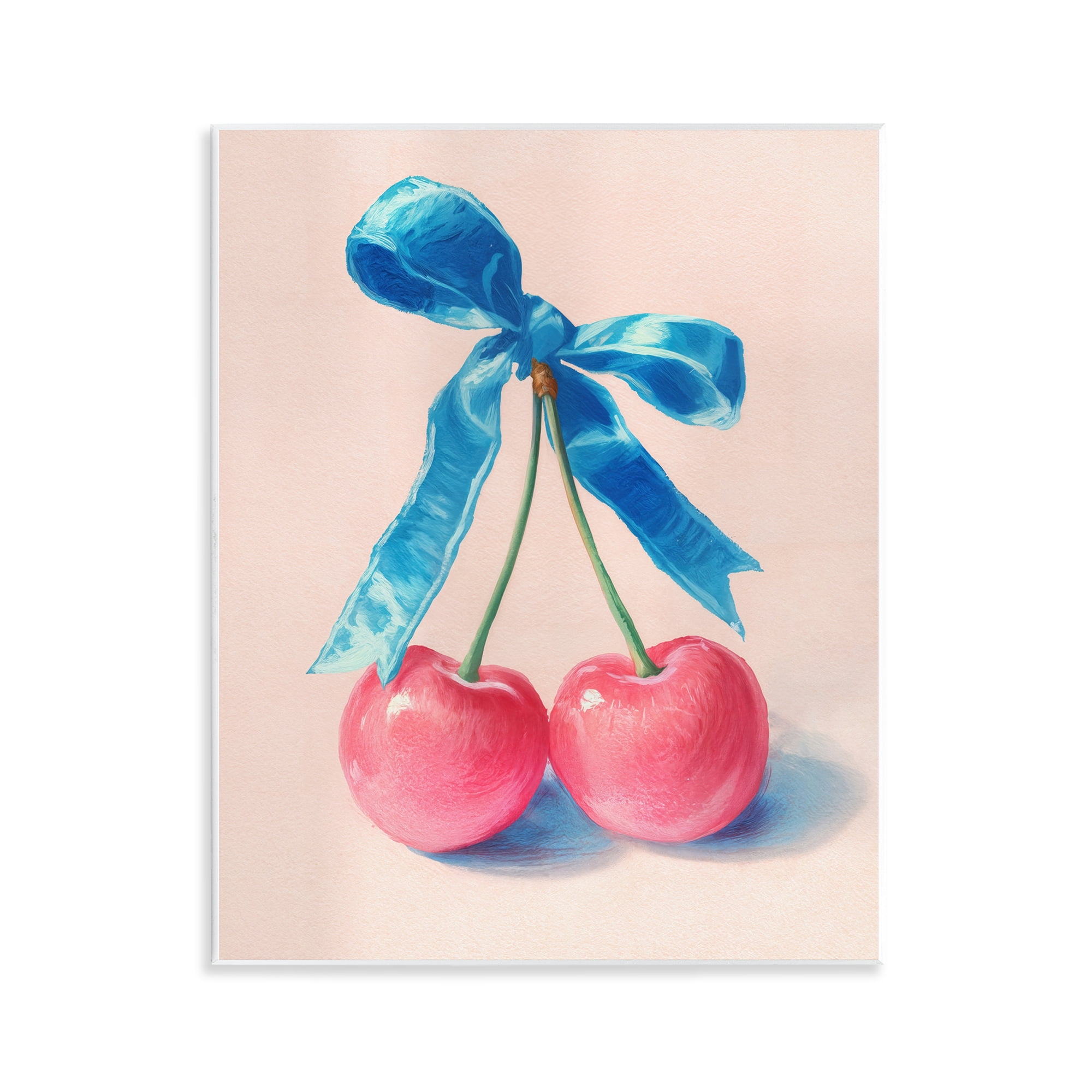 Stupell Industries Twin Cherries with Blue Ribbon Wall Plaque Art, design by Imagine It Images