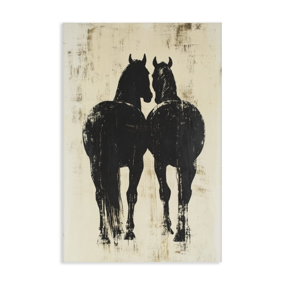 Stupell Industries Farmhouse Twin Horses Facing Away Canvas Art, 16 x 24, by Petals Prints Design