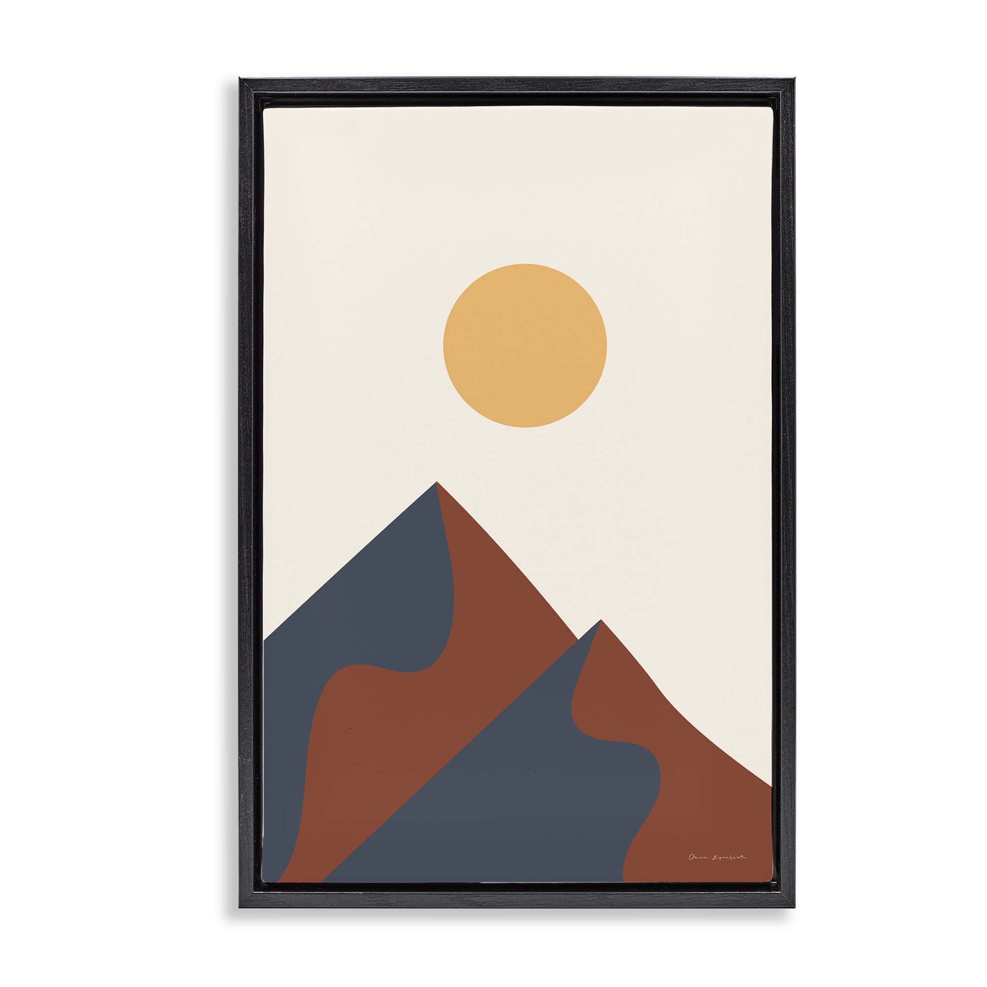 Stupell Industries Twin Mountain Peaks Landscape & Nature Painting Black Floater Framed Canvas Art Print Wall Art, 21 x 31