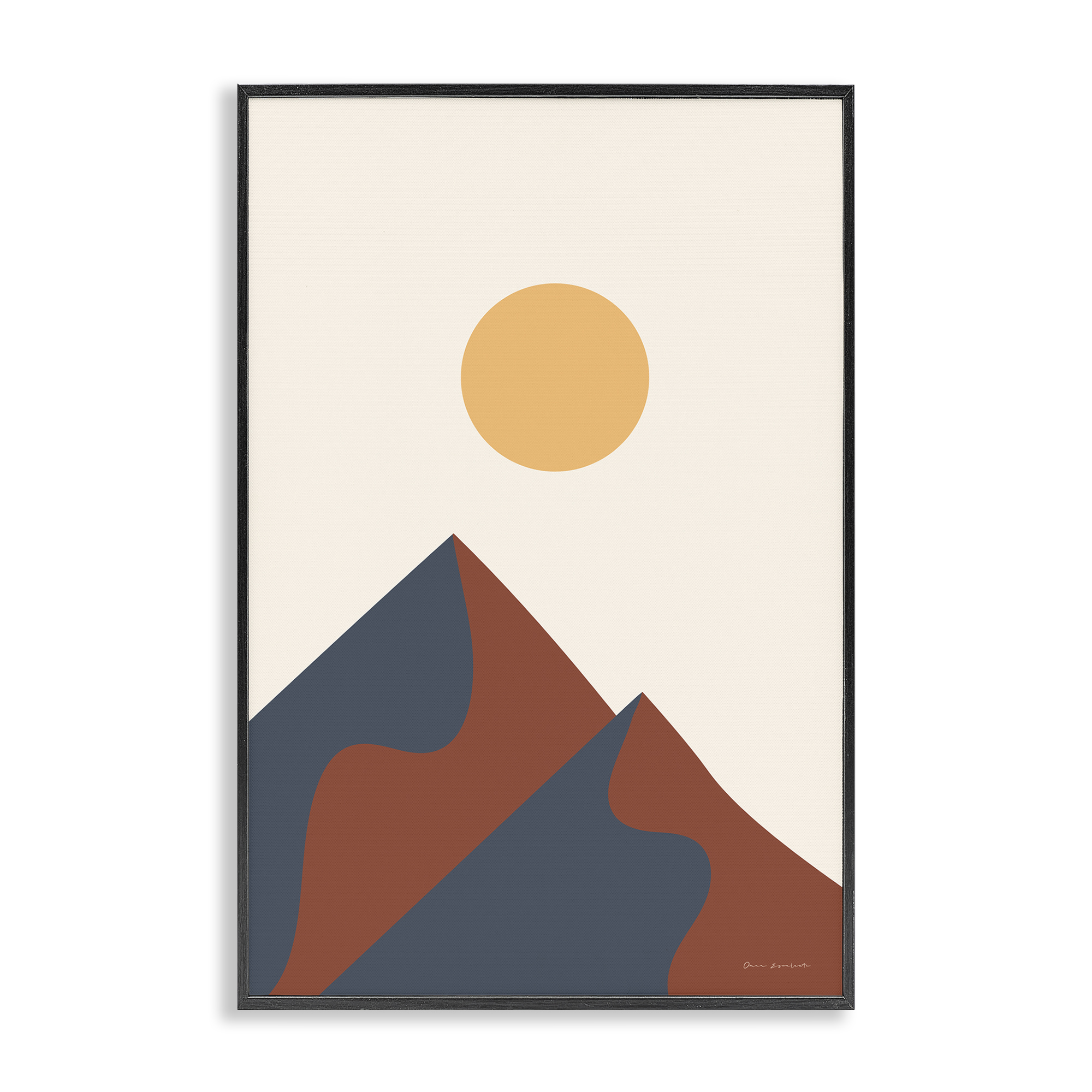 Stupell Industries Twin Mountain Peaks Landscape & Nature Painting Black Framed Art Print Wall Art, 12 x 18