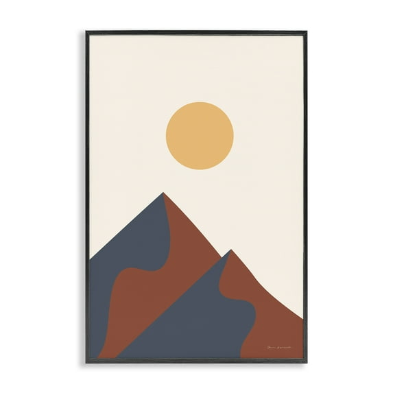 Stupell Industries Twin Mountain Peaks Landscape & Nature Painting Black Framed Art Print Wall Art, 12 x 18