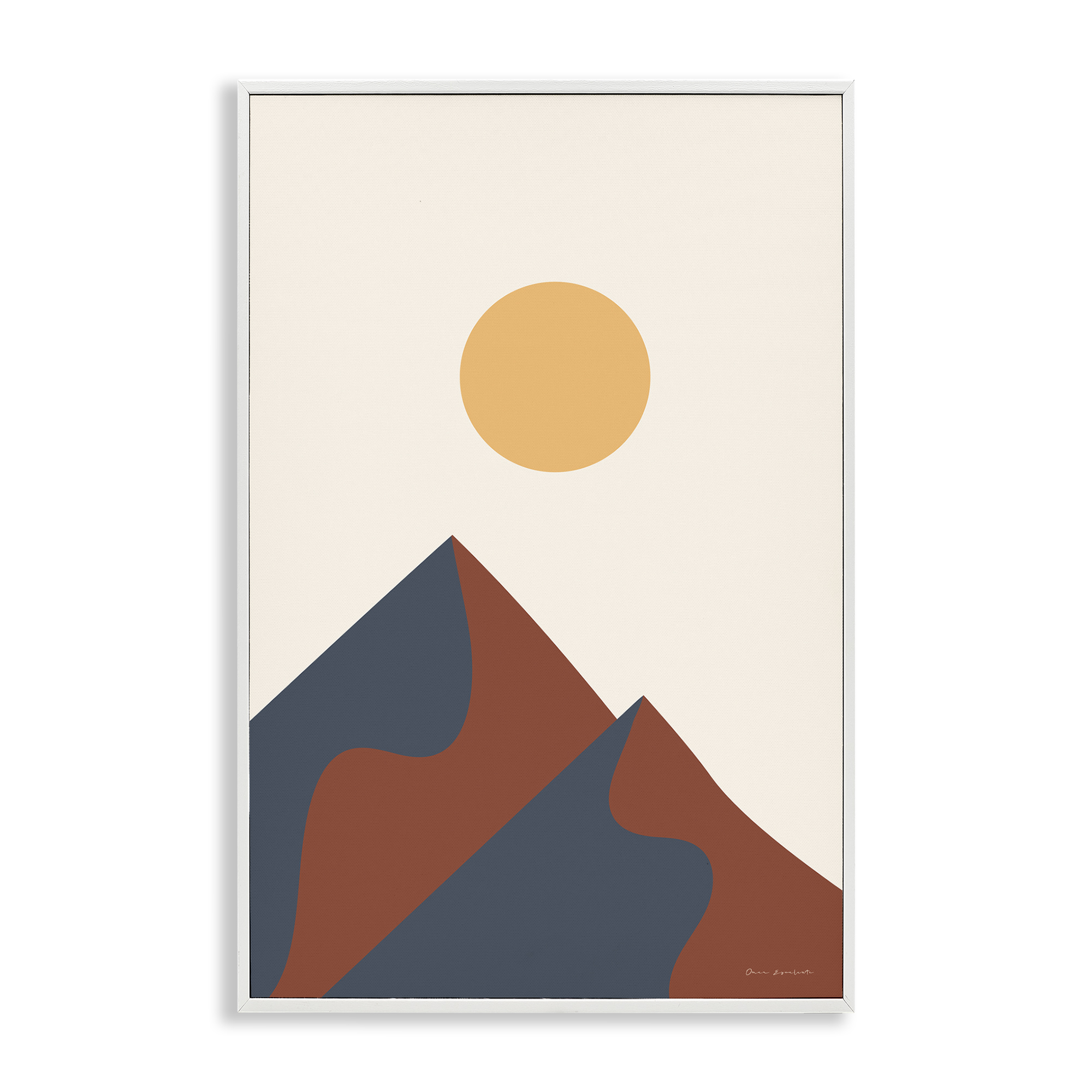 Stupell Industries Twin Mountain Peaks Landscape & Nature Painting White Framed Art Print Wall Art, 20 x 30