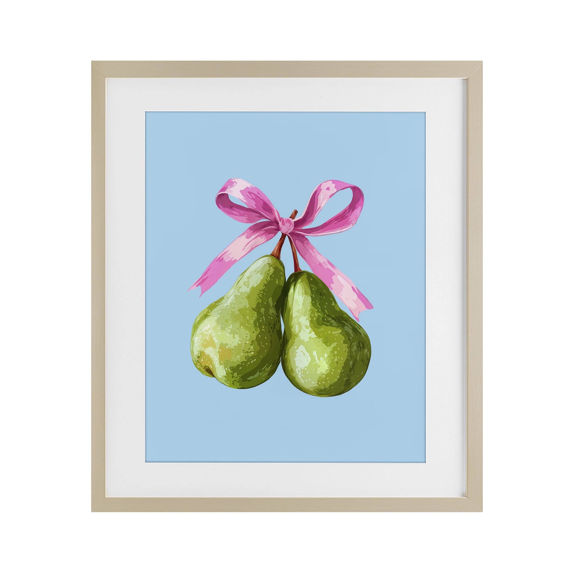 Stupell Industries Twin Pears with Ribbon Birch Framed Print Under Glass, design by Imagine It Images