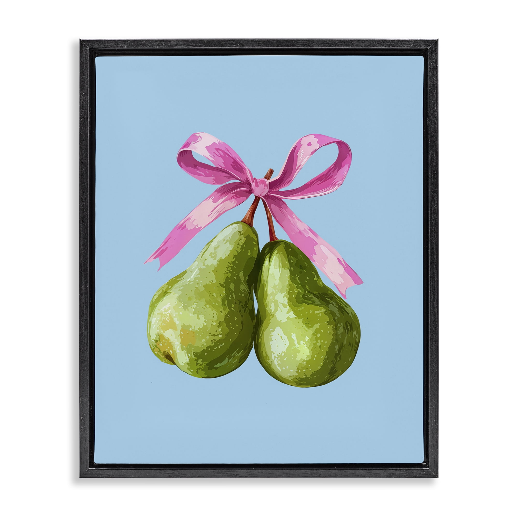 Stupell Industries Twin Pears with Ribbon Black Framed Floater Canvas Wall Art, design by Imagine It Images