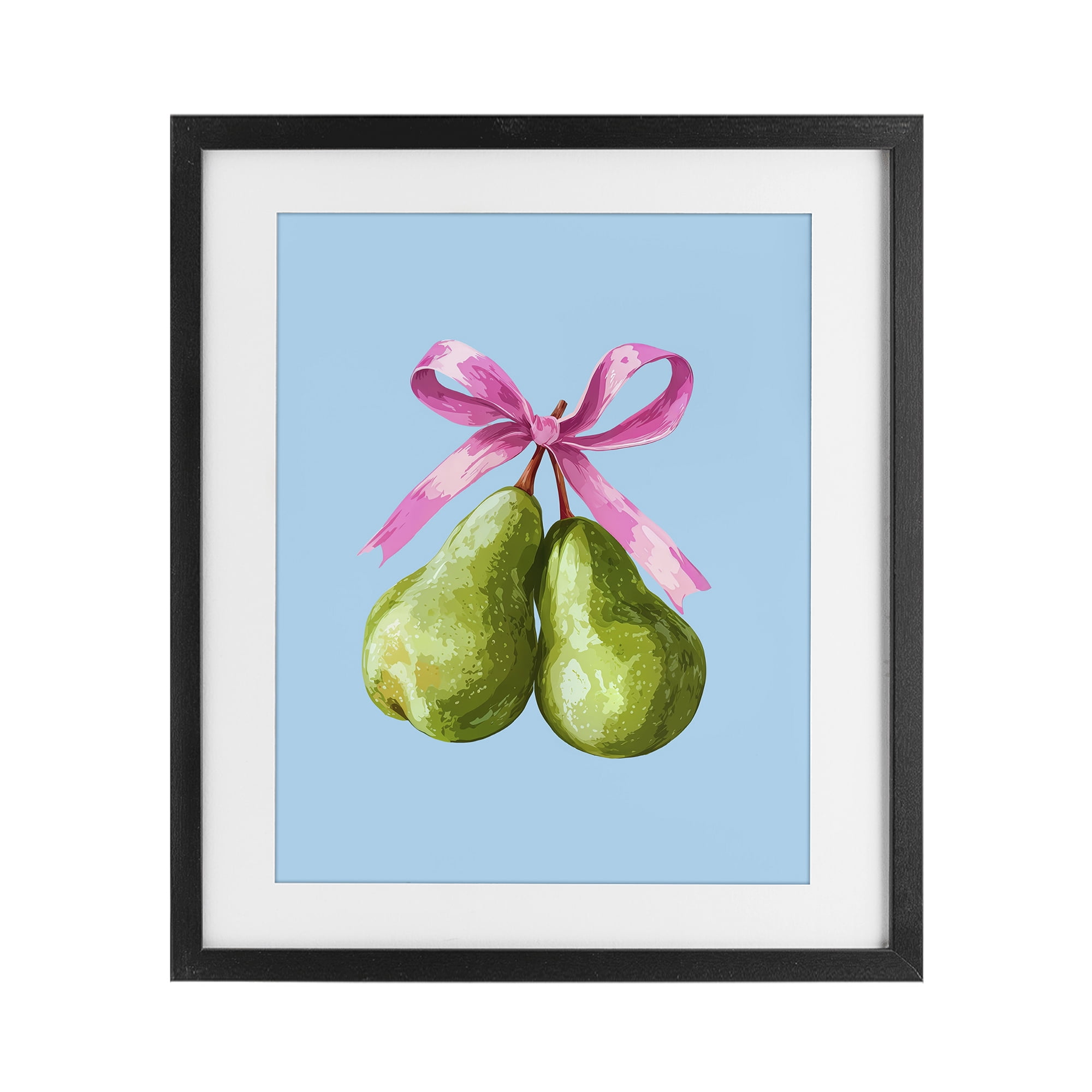 Stupell Industries Twin Pears with Ribbon Black Framed Print Under Glass, design by Imagine It Images