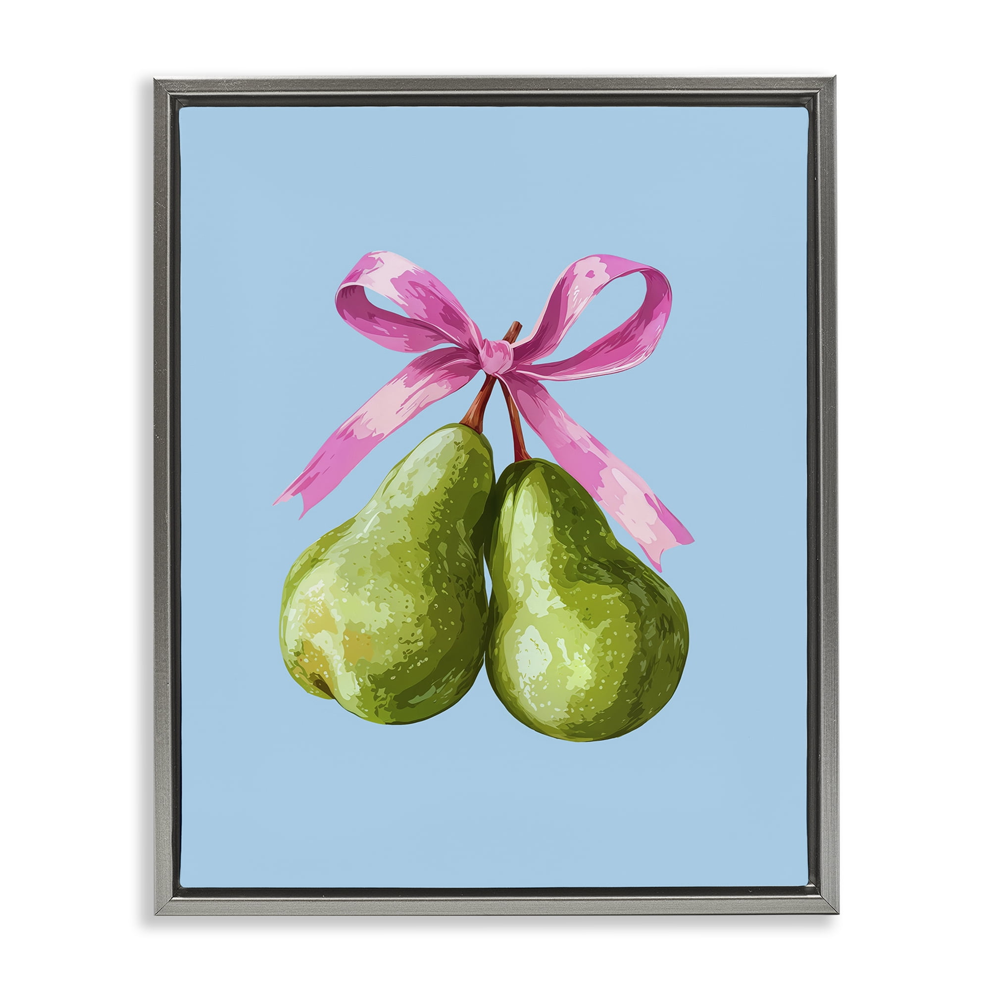 Stupell Industries Twin Pears with Ribbon Gray Framed Floater Canvas Wall Art, design by Imagine It Images