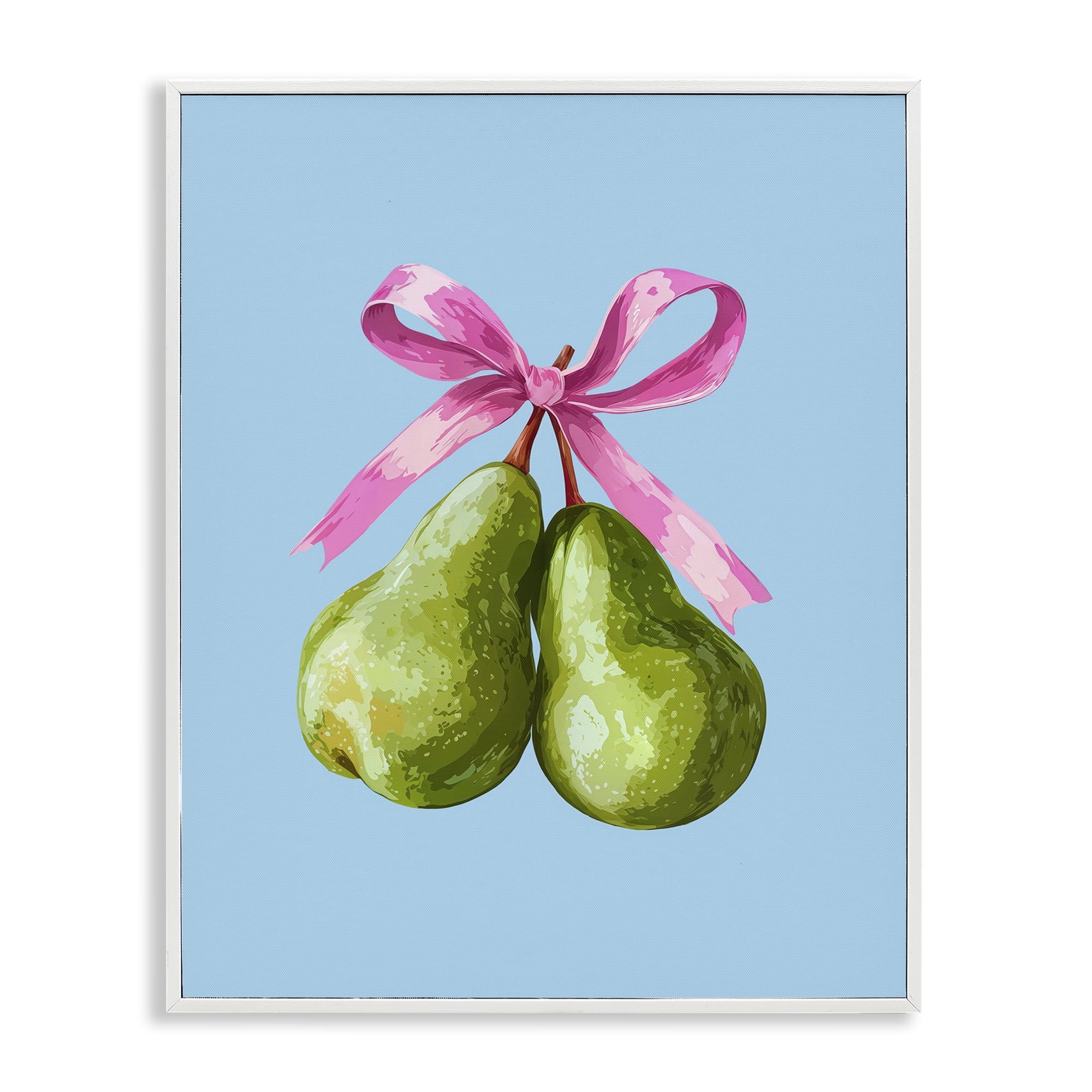 Stupell Industries Twin Pears with Ribbon White Framed Giclee Art, design by Imagine It Images