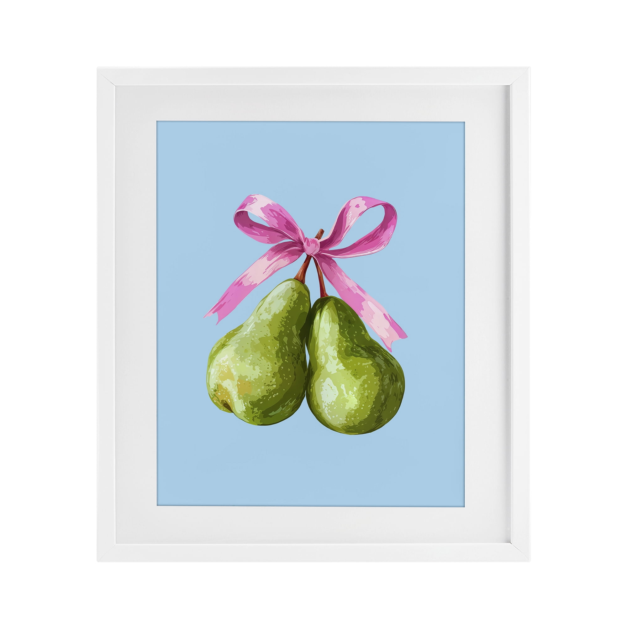 Stupell Industries Twin Pears with Ribbon White Framed Print Under Glass, design by Imagine It Images