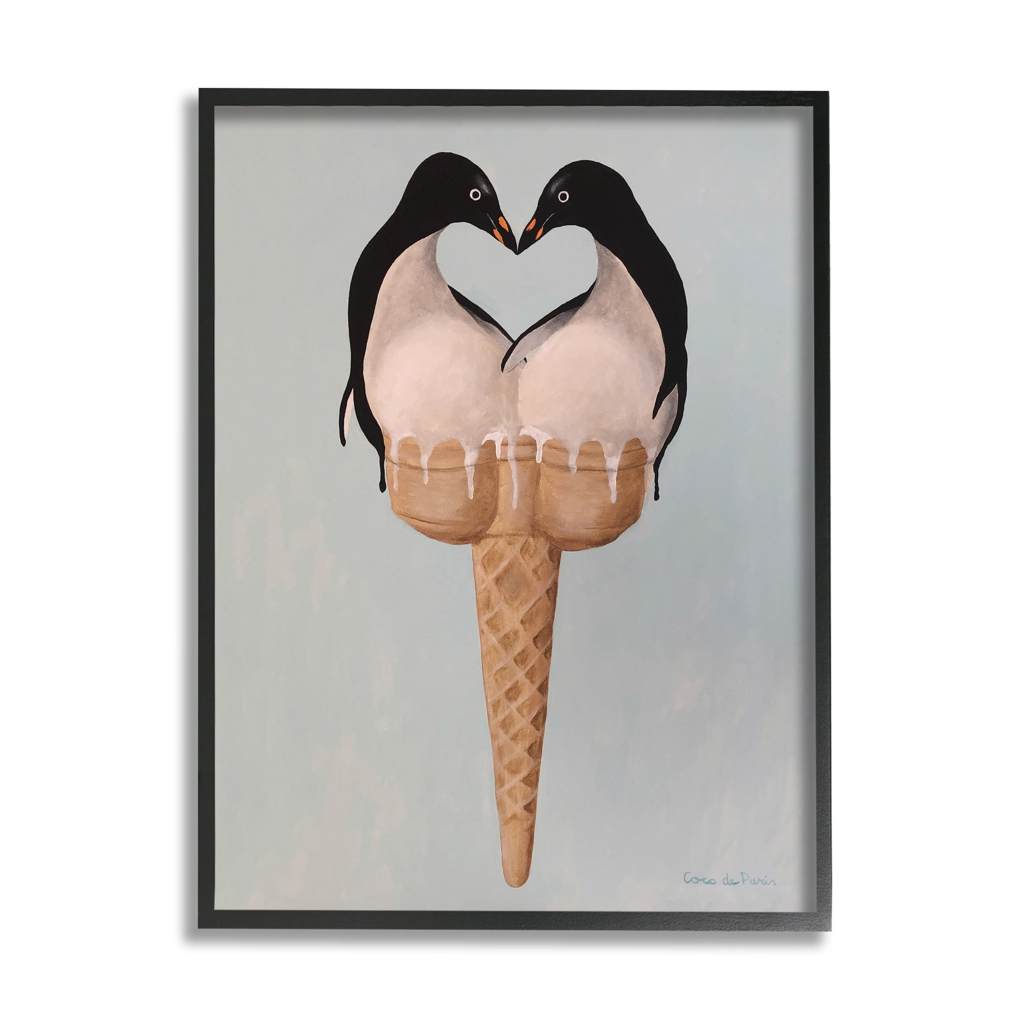 Stupell Industries Twin Penguin Pair Heart Ice Cream Cone, 16 x 20, Design by Coco de Paris