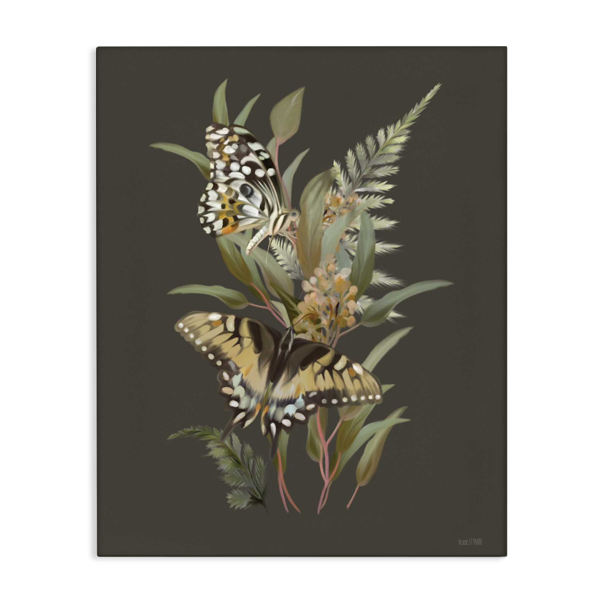 Stupell Industries Twin Swallowtails & Greenery Canvas Wall Art, design by House Fenway