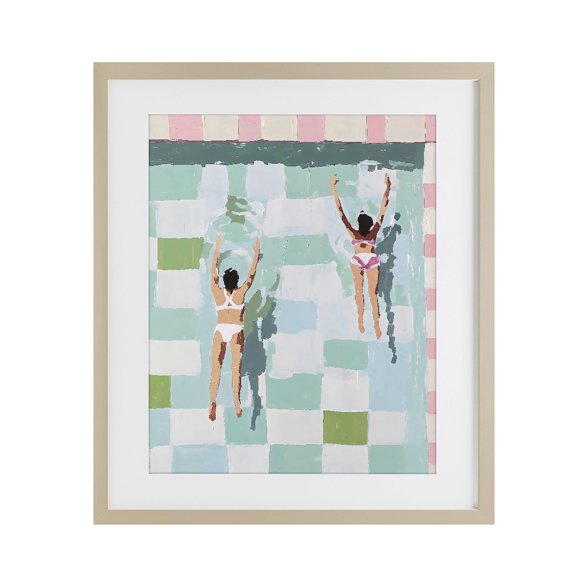 Stupell Industries Twin Swimmers in Pool Birch Framed Print Under Glass, design by The Prints Vibe