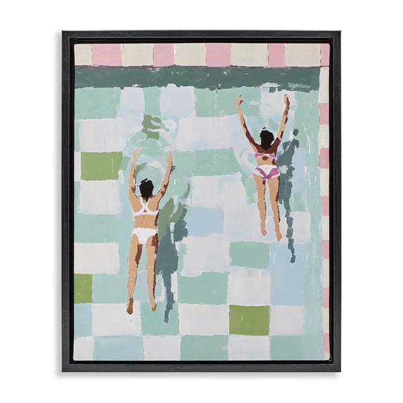 Stupell Industries Contemporary Twin Swimmers in Pool Black Floating Frame Canvas Art, 17 x 21, by The Prints Vibe