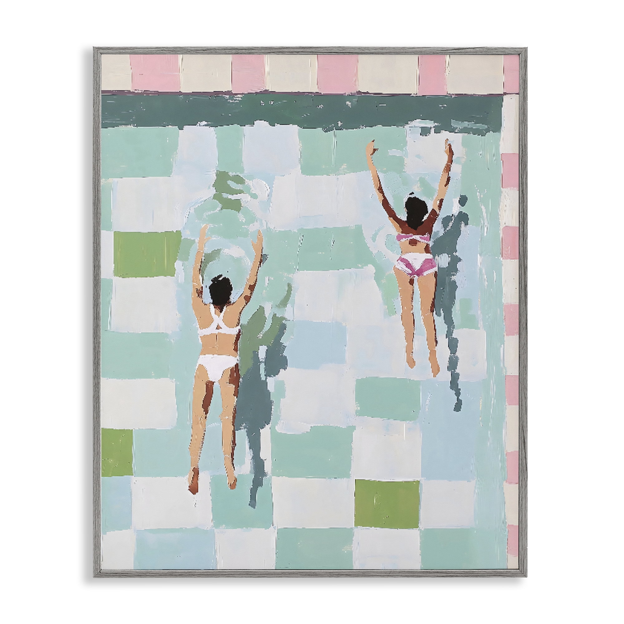 Stupell Industries Twin Swimmers in Pool Gray Framed Giclee Art, design by The Prints Vibe