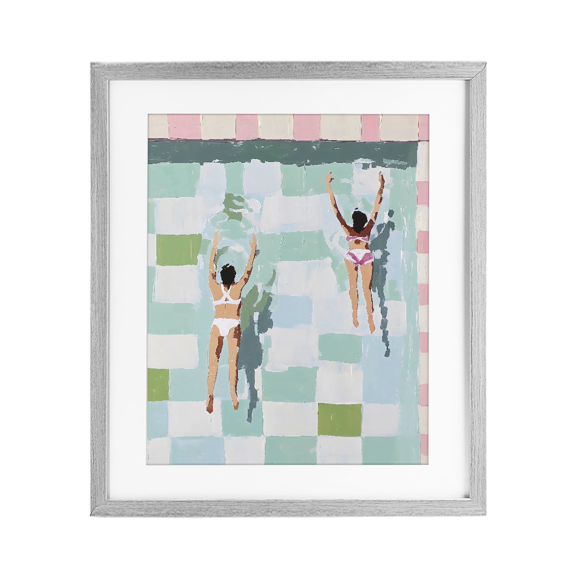 Stupell Industries Twin Swimmers in Pool Gray Framed Print Under Glass, design by The Prints Vibe