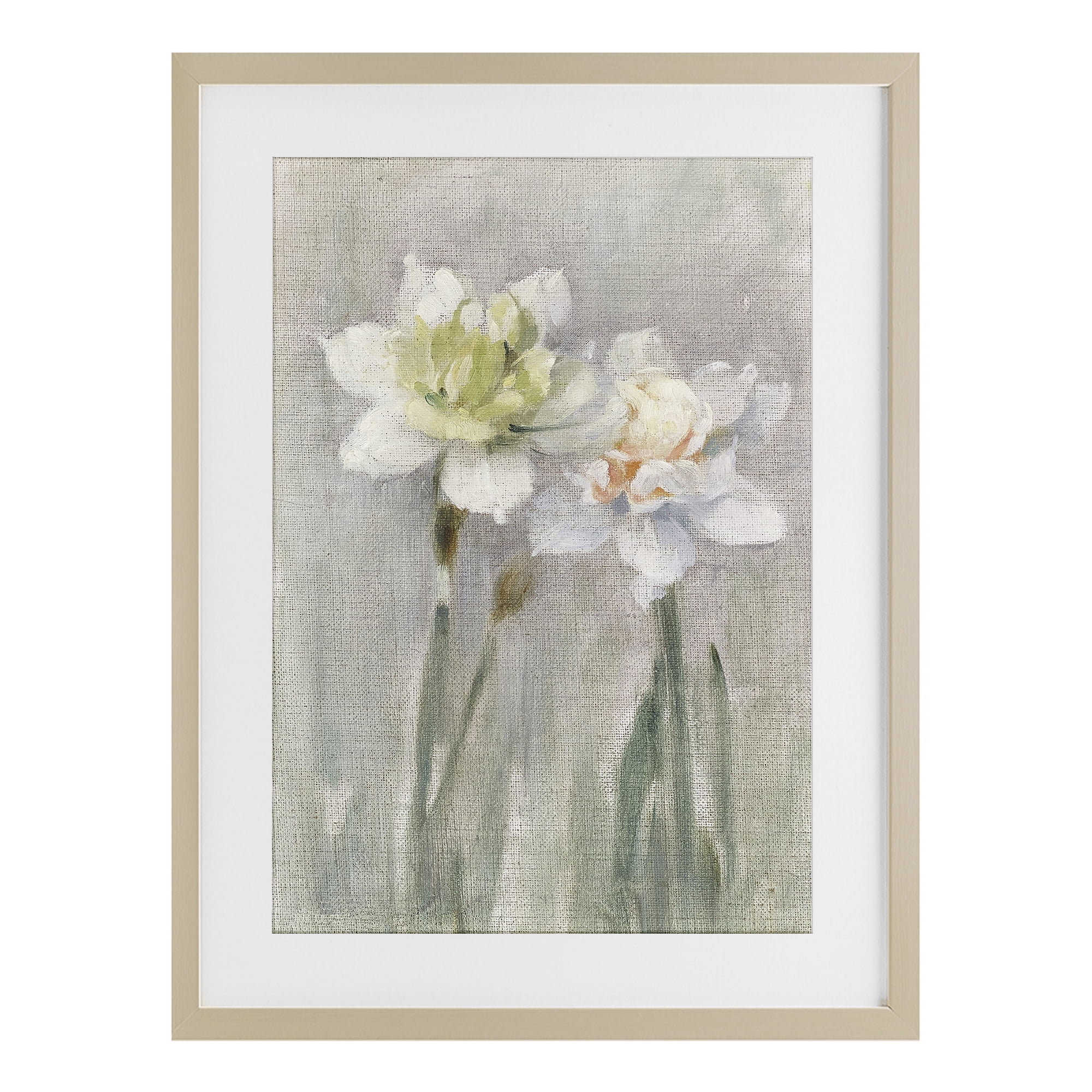 Stupell Industries Twin White Daffodils Birch Framed Print Under Glass, design by Stellar Design Studio