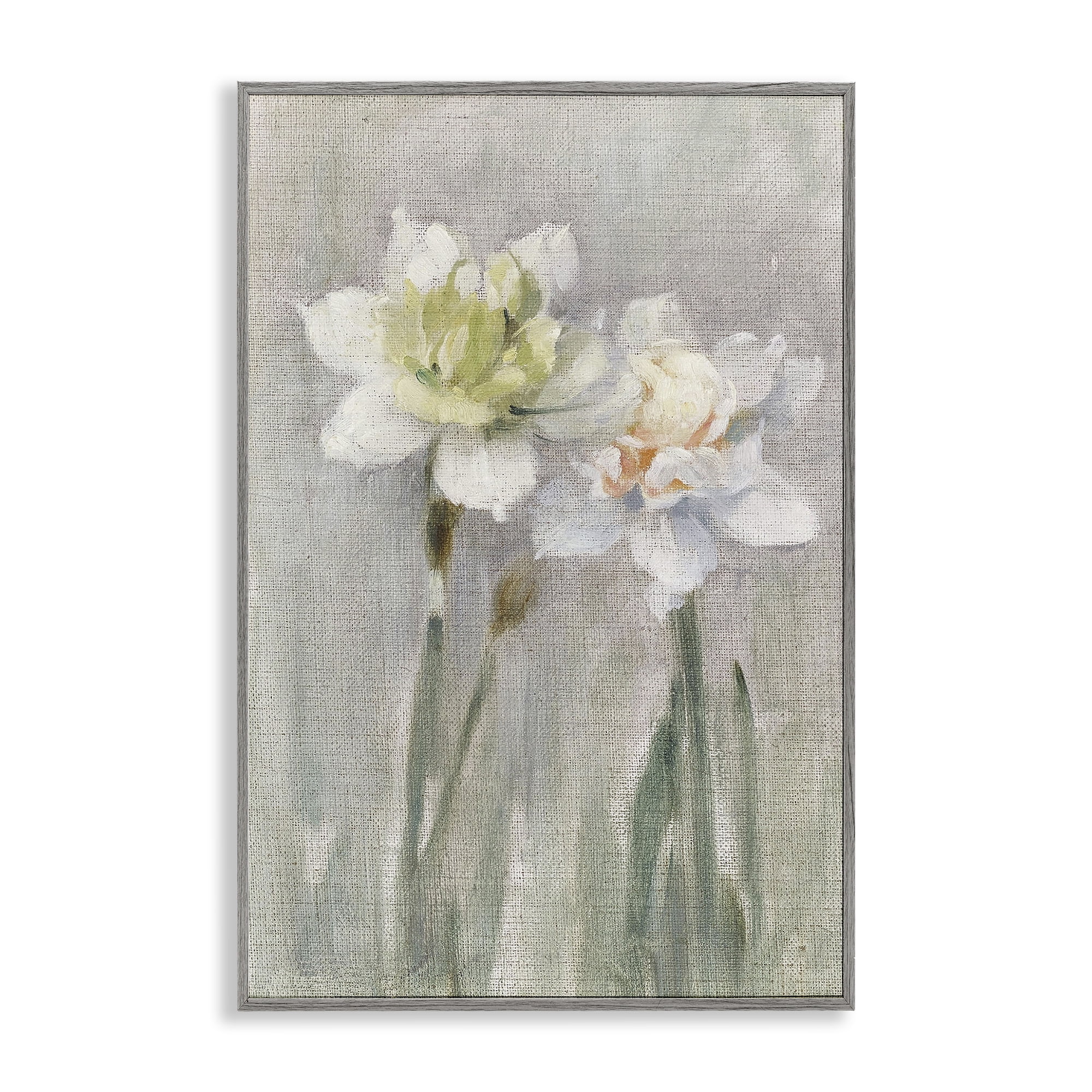Stupell Industries Twin White Daffodils Gray Framed Giclee Art, design by Stellar Design Studio
