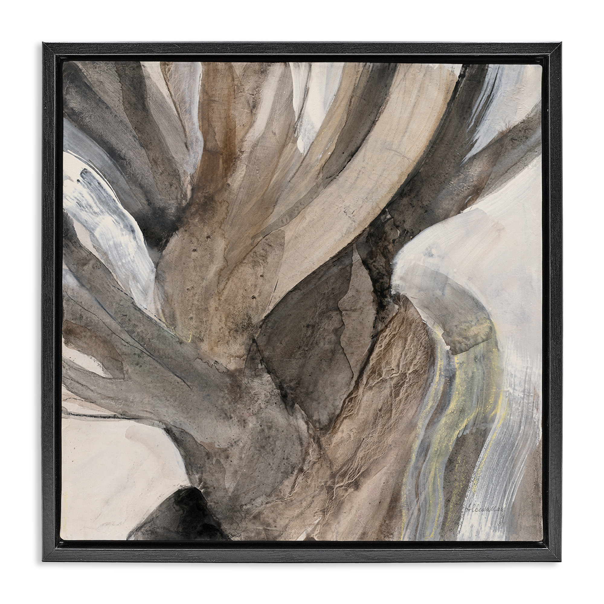 Stupell Industries Twisted Driftwood Abstraction Abstract Painting Black Floater Framed Canvas Art Print Wall Art, 25 x 25
