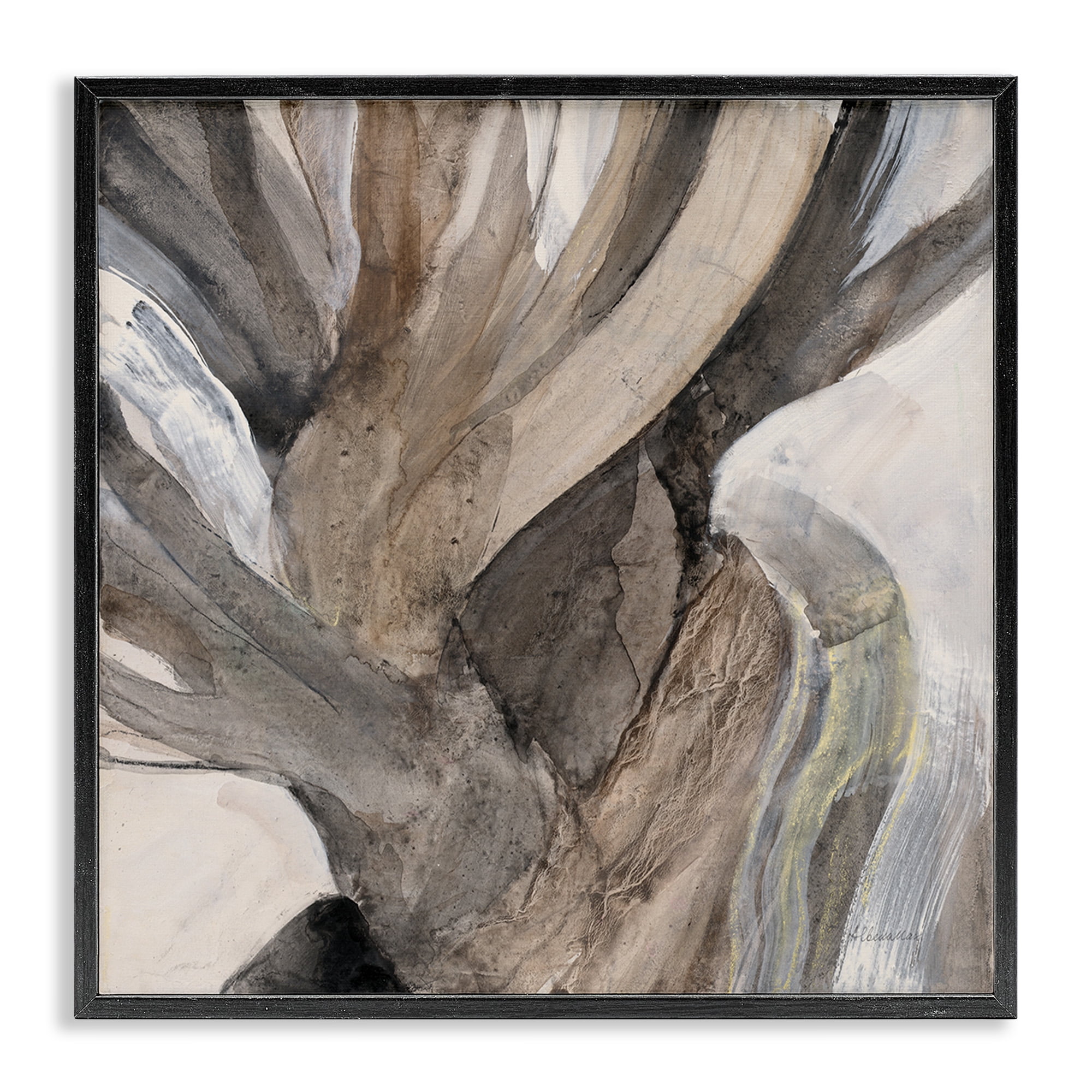 Stupell Industries Twisted Driftwood Abstraction Abstract Painting Black Framed Art Print Wall Art, 24 x 24