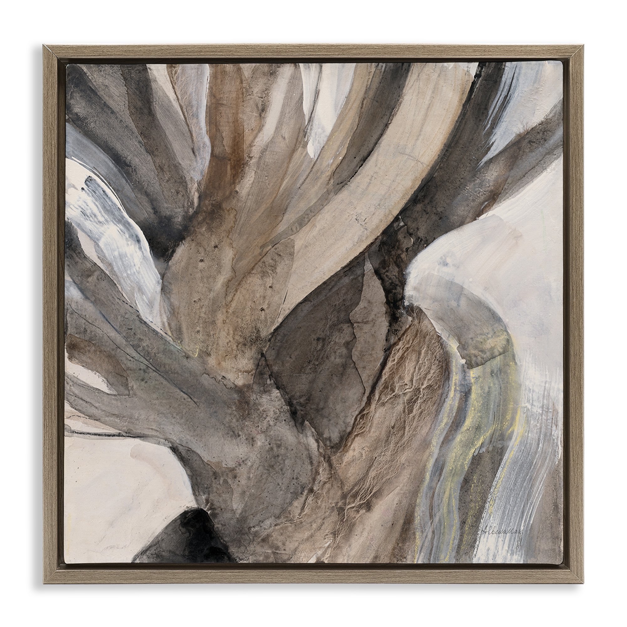 Stupell Industries Twisted Driftwood Abstraction Abstract Painting Brown Floater Framed Canvas Art Print Wall Art, 25 x 25