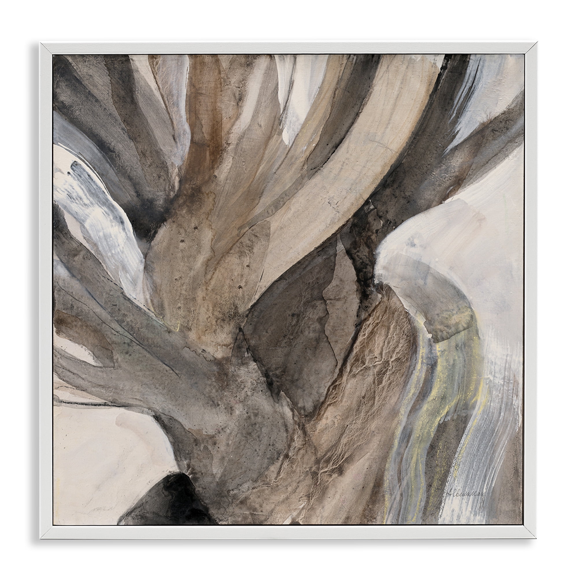 Stupell Industries Twisted Driftwood Abstraction Abstract Painting White Framed Art Print Wall Art, 12 x 12