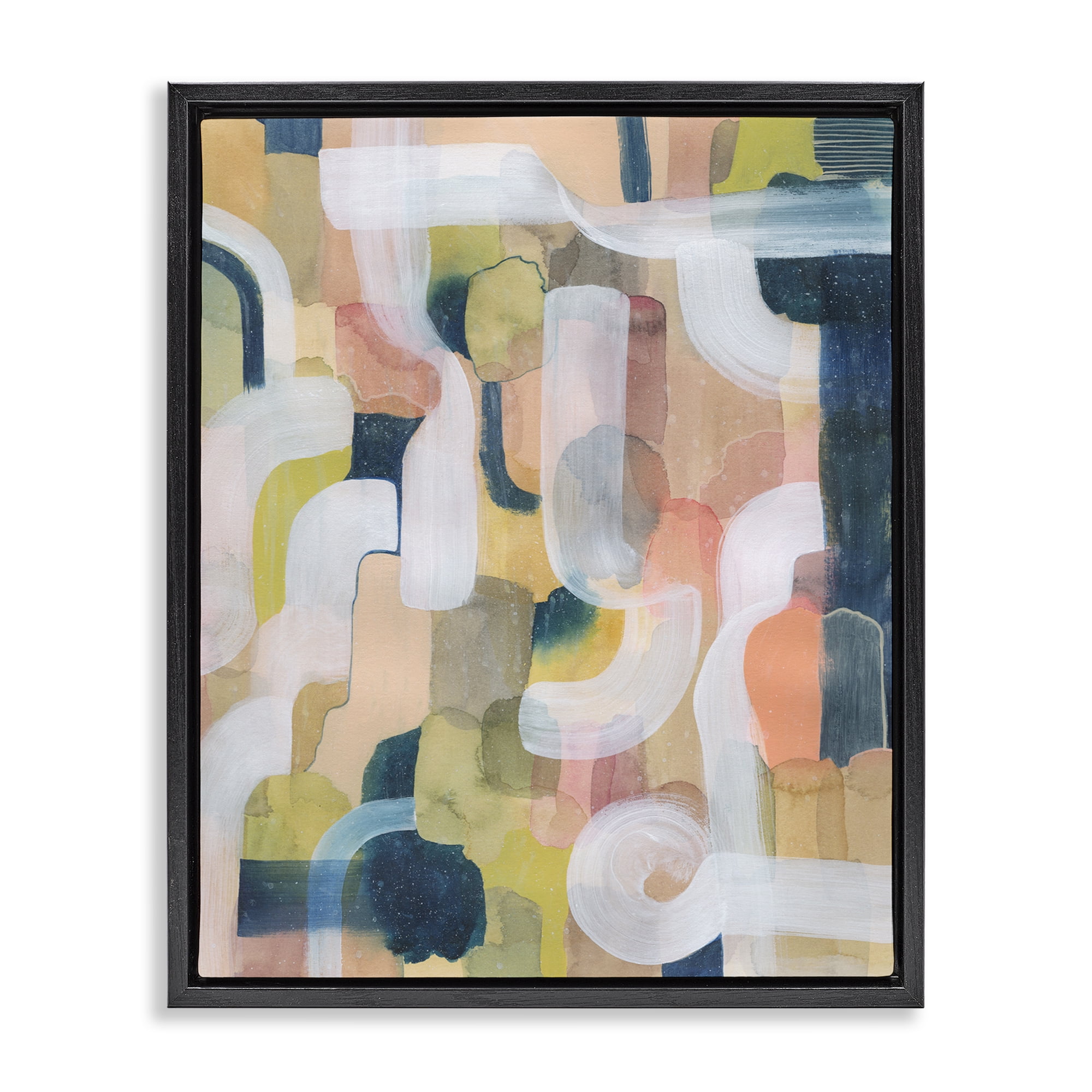 Stupell Industries Twisting Arches Arrangement Abstract Painting Black Floater Framed Canvas Art Print Wall Art, 17 x 21