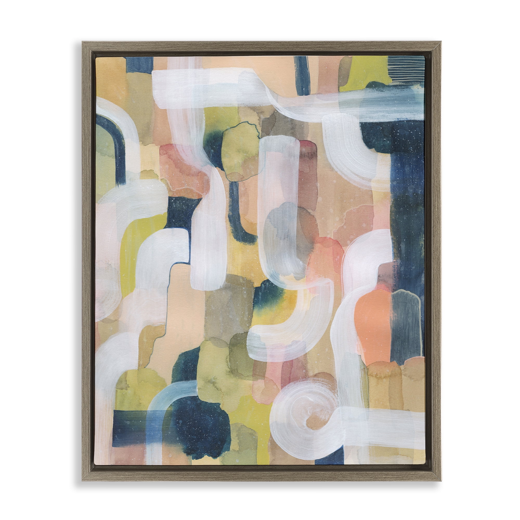Stupell Industries Twisting Arches Arrangement Abstract Painting Brown Floater Framed Canvas Art Print Wall Art, 17 x 21