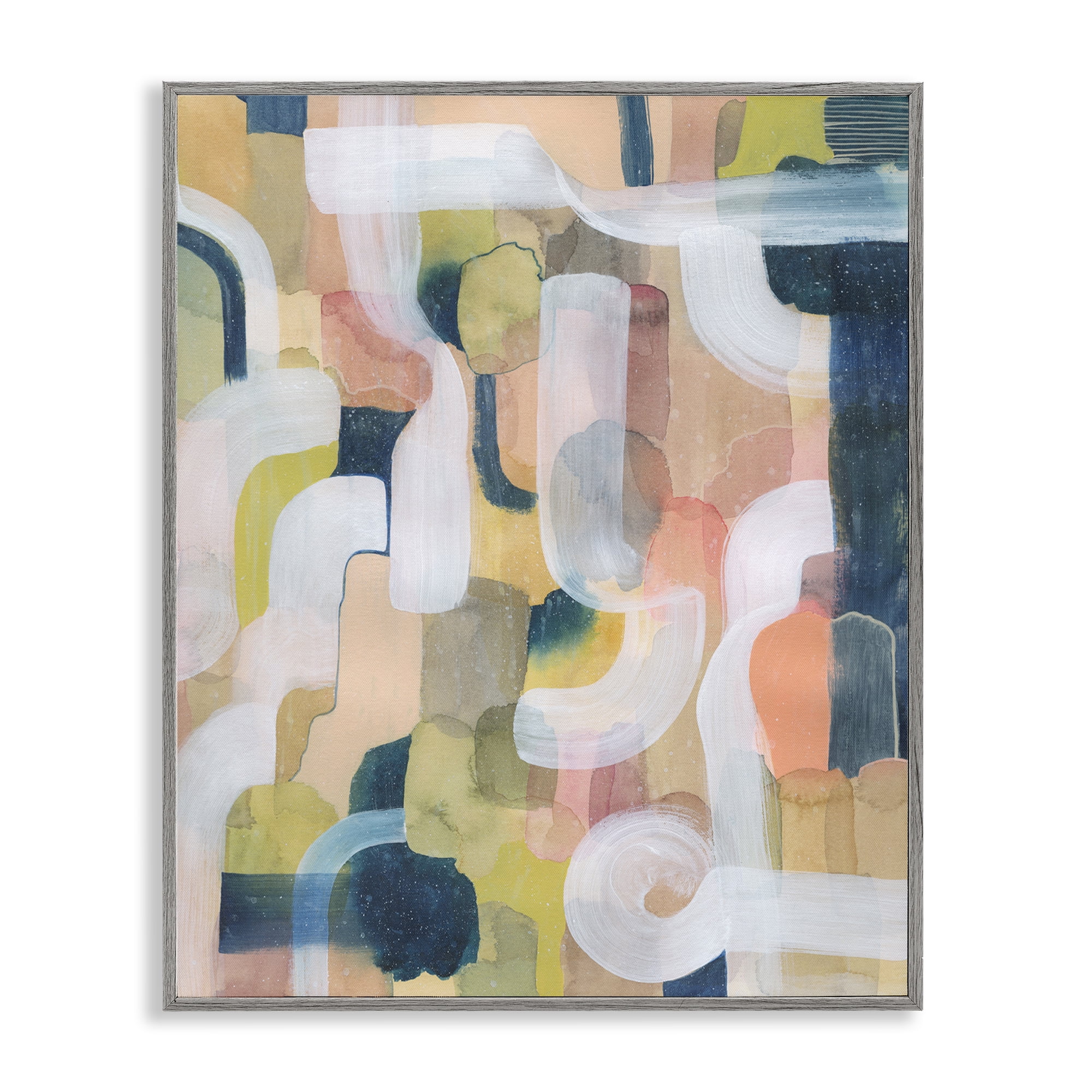 Stupell Industries Twisting Arches Arrangement Abstract Painting Gray Framed Art Print Wall Art, 24 x 30