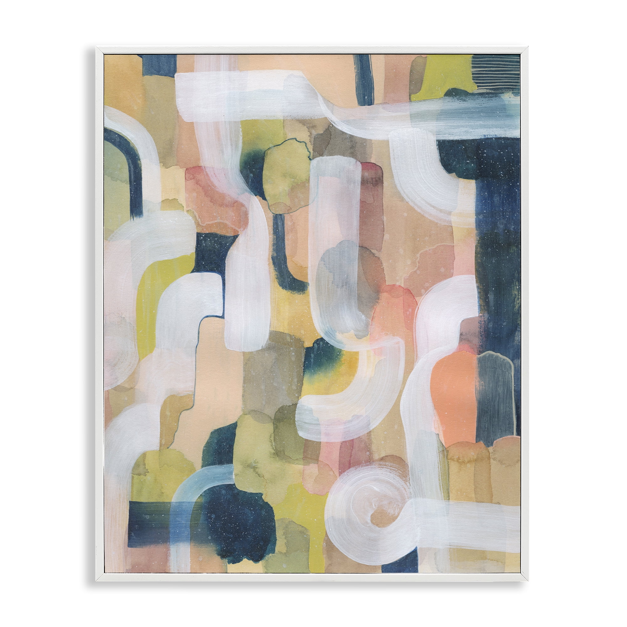 Stupell Industries Twisting Arches Arrangement Abstract Painting White Framed Art Print Wall Art, 24 x 30