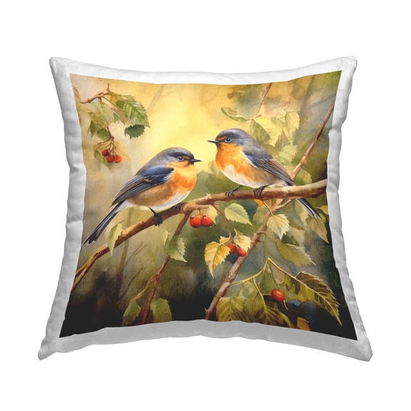 Stupell Industries Two Birds in Tree Decorative Printed Throw Pillow, 18 x 18