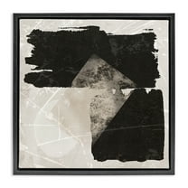 Stupell Industries Two Black Abstract Shapes Abstract Painting Black Floater Framed Canvas Art Print Wall Art, 18 x 18