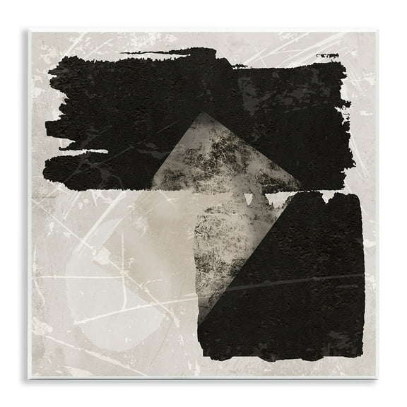 Stupell Industries Two Black Abstract Shapes Abstract Painting Unframed Art Print Wall Art, 12 x 12