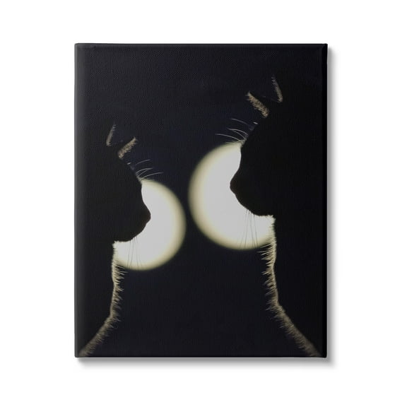 Stupell Industries Two Black Cats Silhouettes Nighttime Moonlight Animals Photograph Gallery Wrapped Canvas Print Wall Art, Design by Daphne Polselli