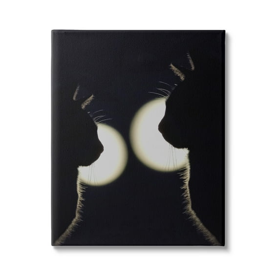 Stupell Industries Two Black Cats Silhouettes Nighttime Moonlight Animals Photograph Gallery Wrapped Canvas Print Wall Art, Design by Daphne Polselli