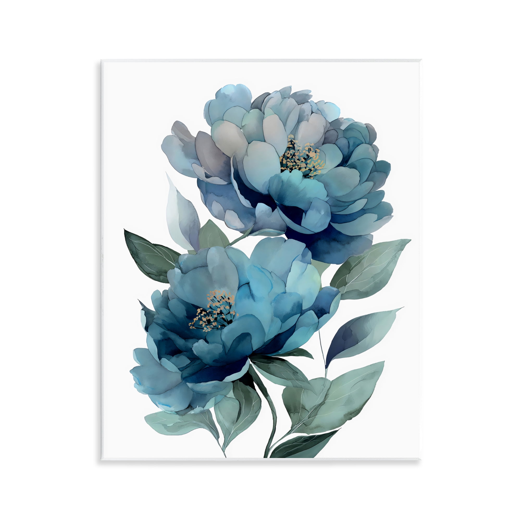 Stupell Industries Two Blue Flowers Serene Peonies Wall Plaque Art, design by Franklyn Gregory