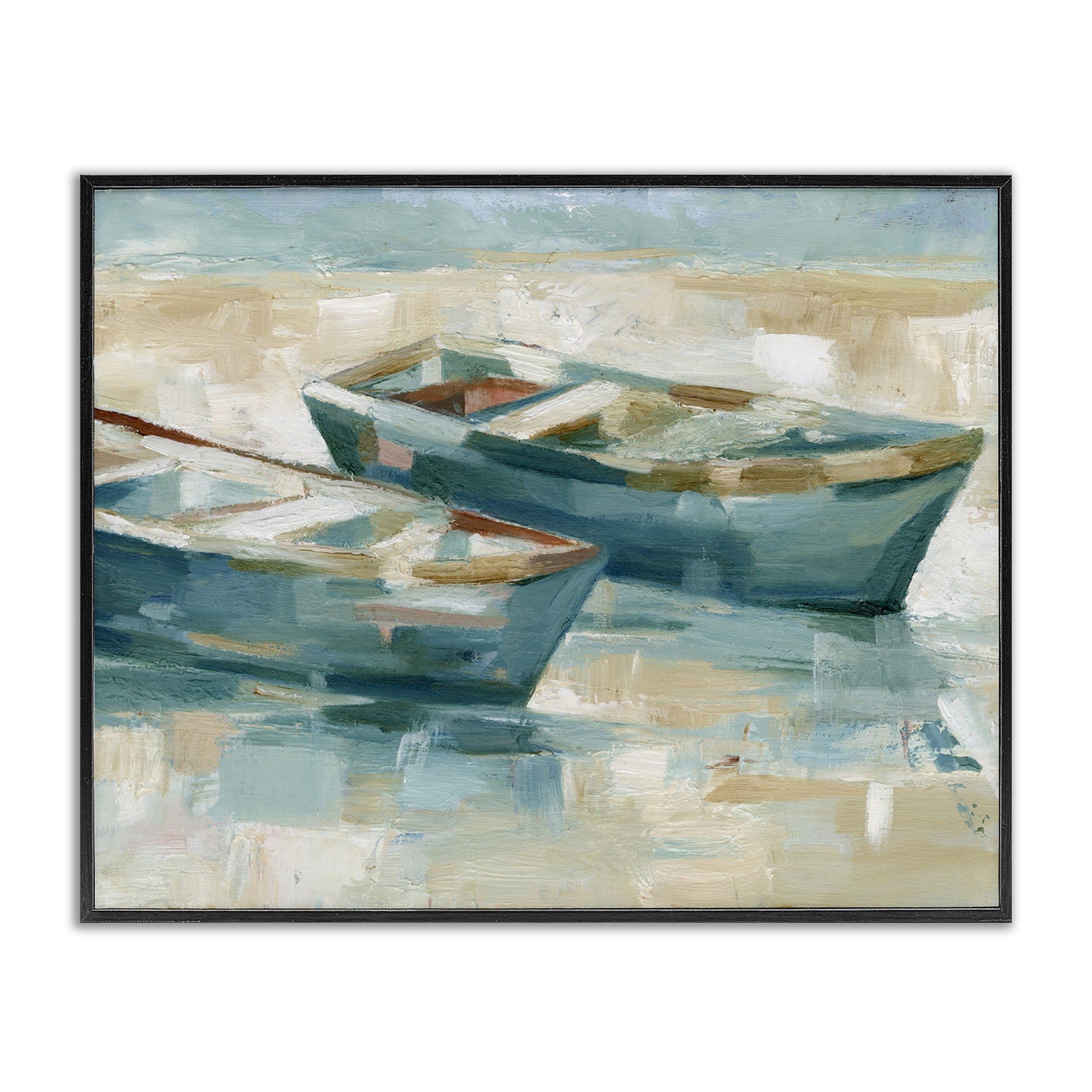 Stupell Industries Two Boats Abstraction Transportation Painting Black Framed Art Print Wall Art, 20 x 16