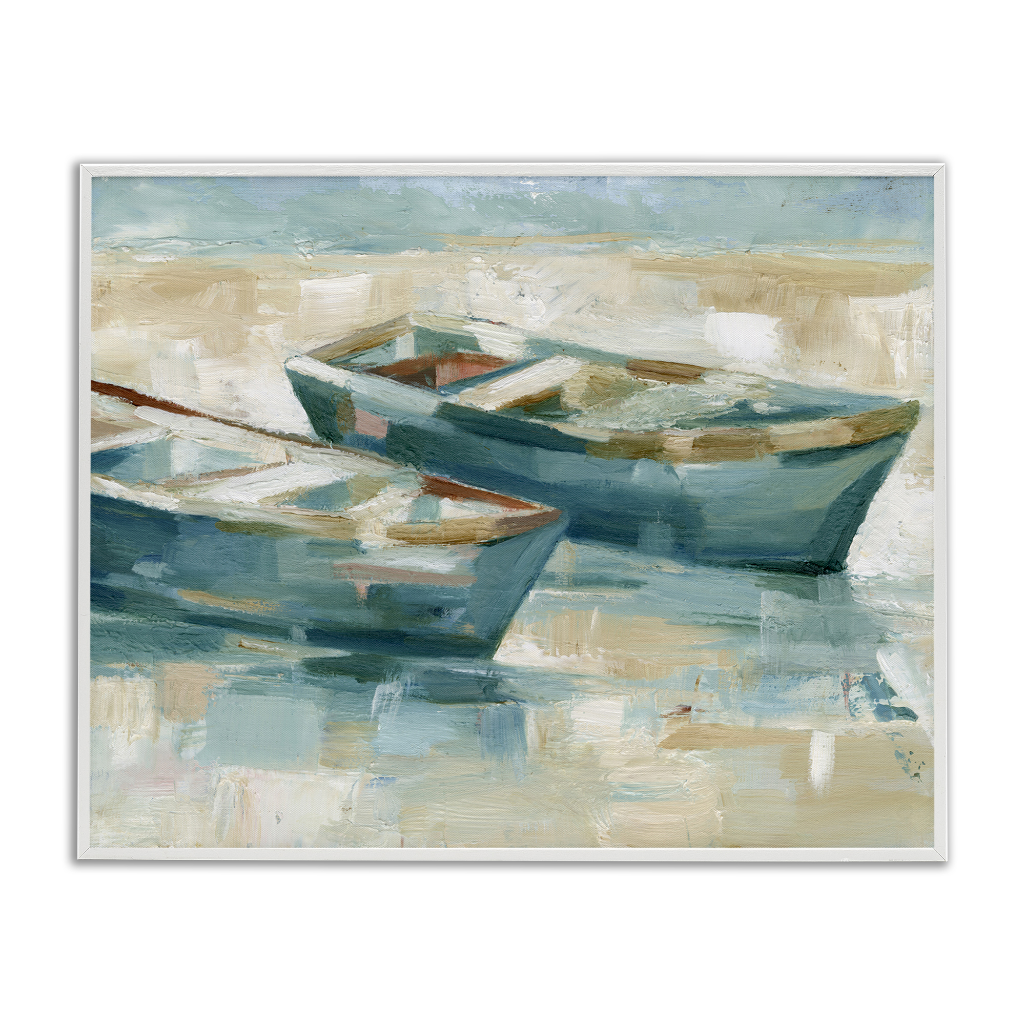 Stupell Industries Two Boats Abstraction Transportation Painting White Framed Art Print Wall Art, 14 x 11