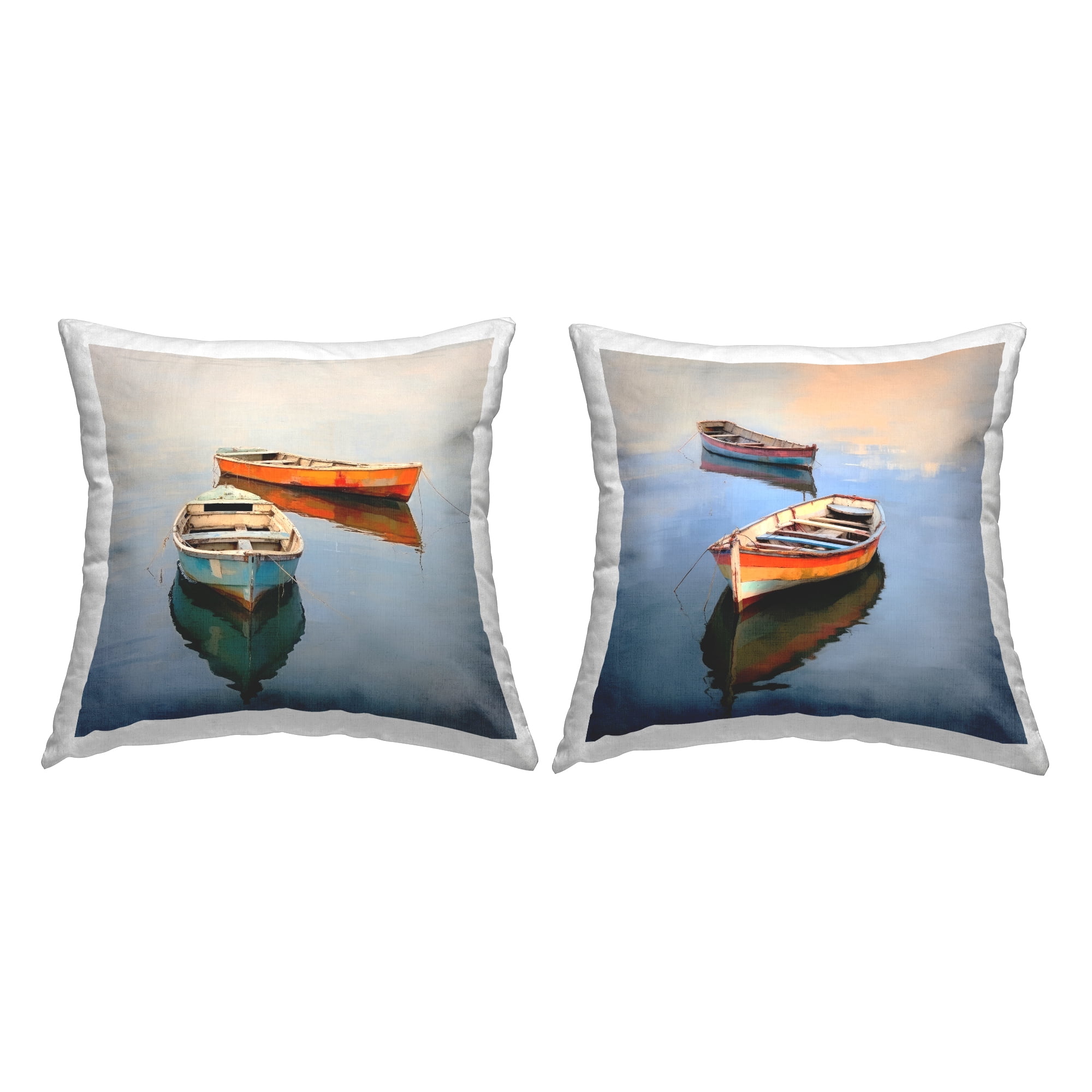 Stupell Industries Two Boats on Lake Decorative Printed Throw Pillow, 18 x 18