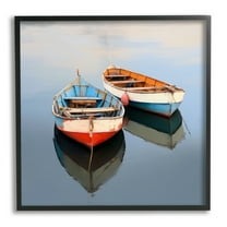 Stupell Industries Two Canoes in Lake Transportation Painting Black Framed Art Print Wall Art, 12 x 12