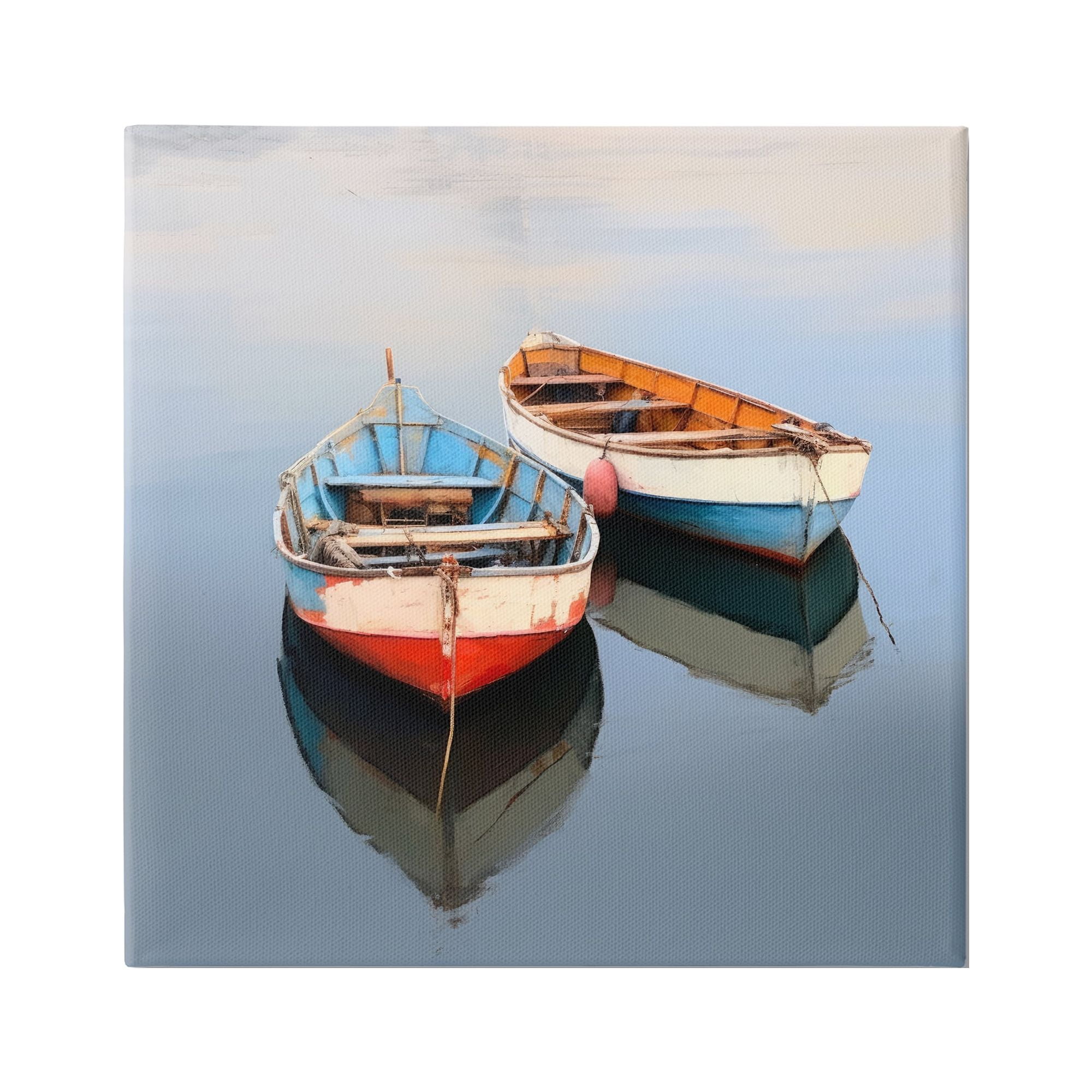 Stupell Industries Two Canoes in Lake Transportation Painting Gallery Wrapped Canvas Art Print Wall Art, 24 x 24