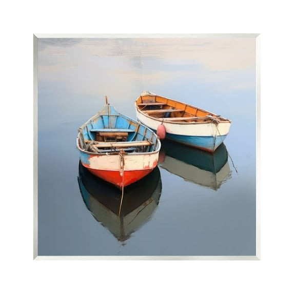 Stupell Industries Two Canoes in Lake Transportation Painting Unframed Art Print Wall Art, 12 x 12