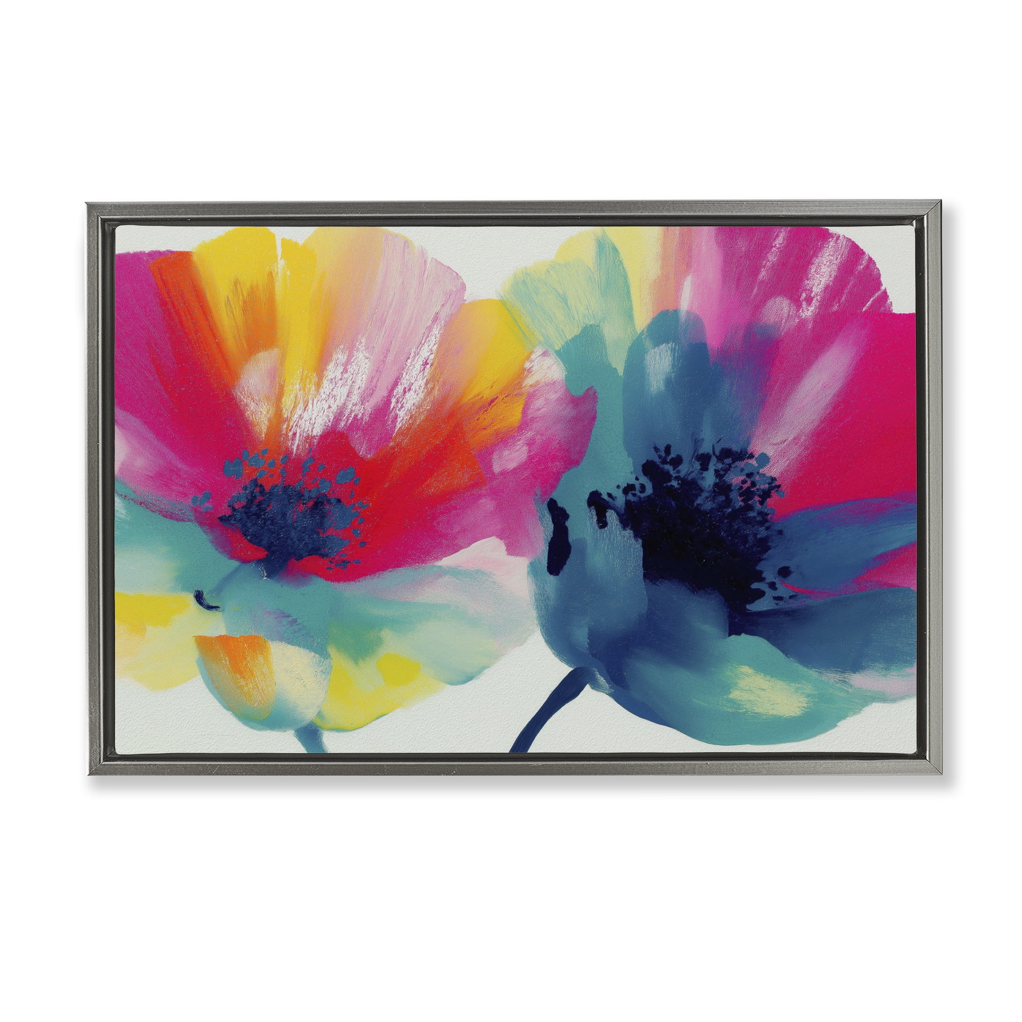 Stupell Industries Two Colorful Poppies Gray Framed Floater Canvas Wall Art, design by Chromatic Storm Studio