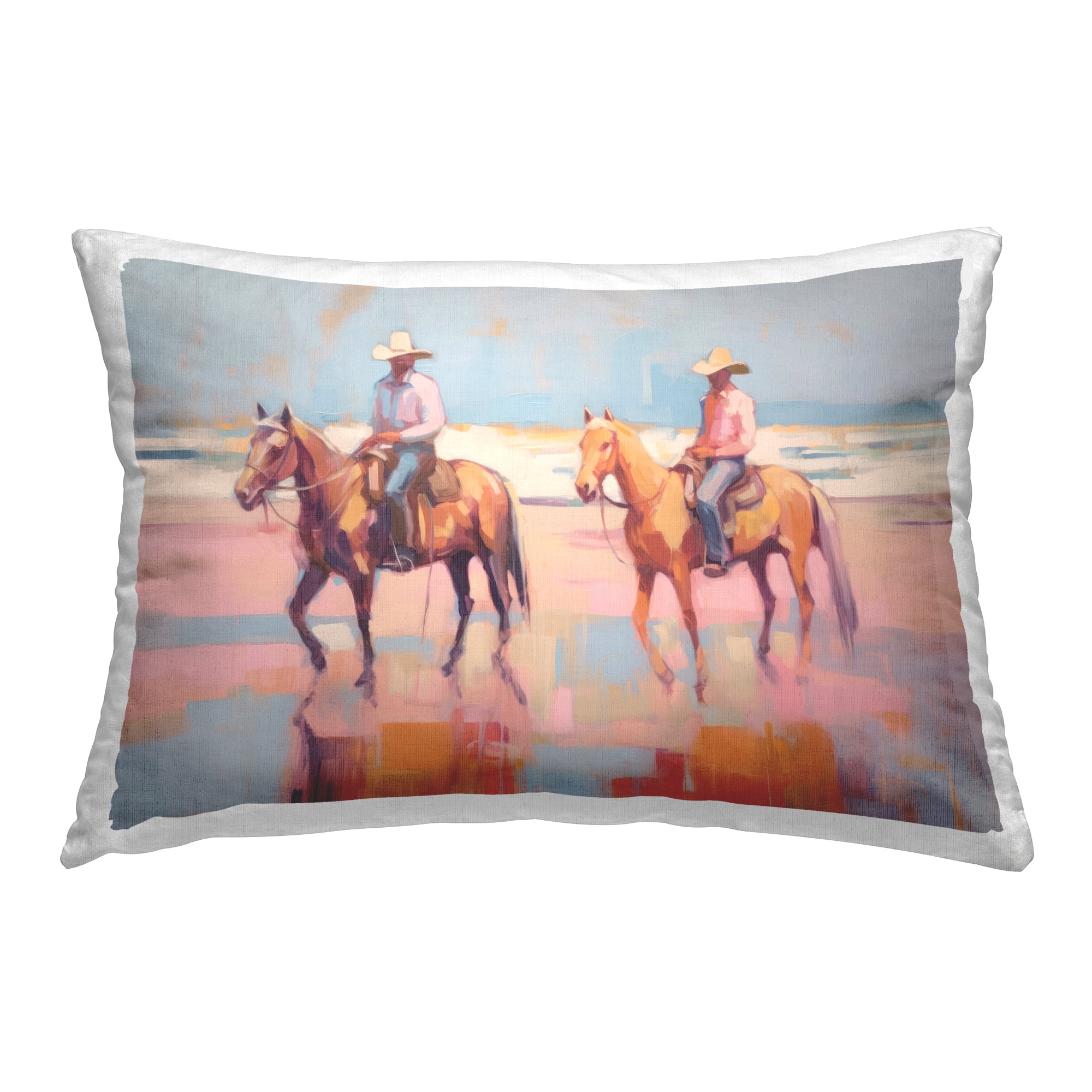 Stupell Industries Two Cowboys in Creek Decorative Printed Throw Pillow Design by Sisi and Seb.