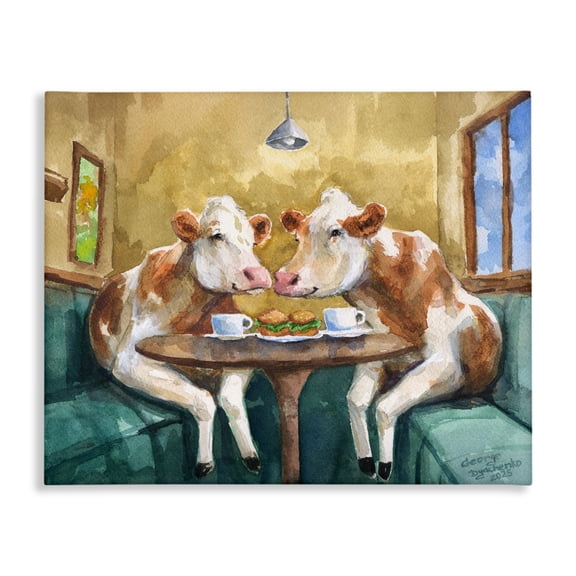 Stupell Industries Two Cows Cafe Brunch Canvas Wall Art, design by George Dyachenko